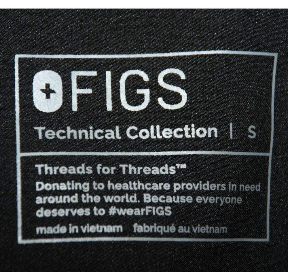 FIGS Technical Collection Scrubs Black V Neck Top Size S Short Sleeve Side Slit - Image 7