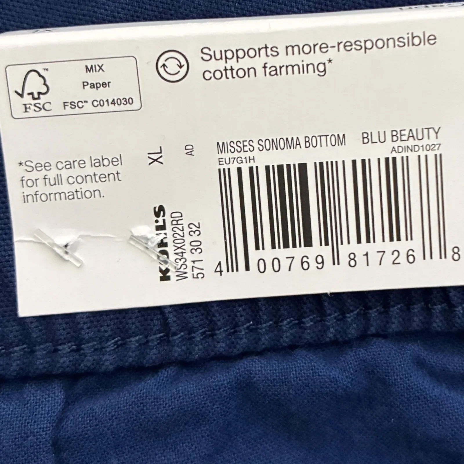 NWT Sonoma Womens Classic Cotton Ankle Pants Size XL Blue Coastal Grandmother - Image 8