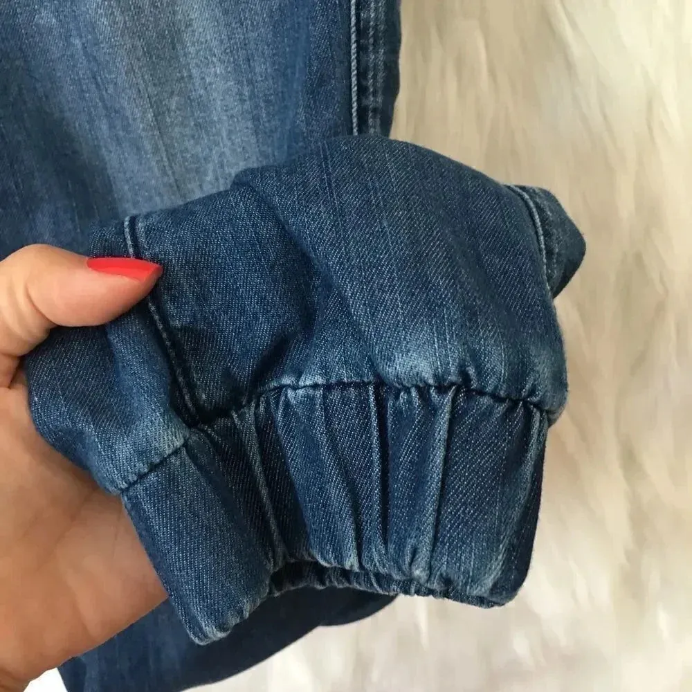 EXPRESS Chambray High Waist Drawstring‎ Joggers - Image 5