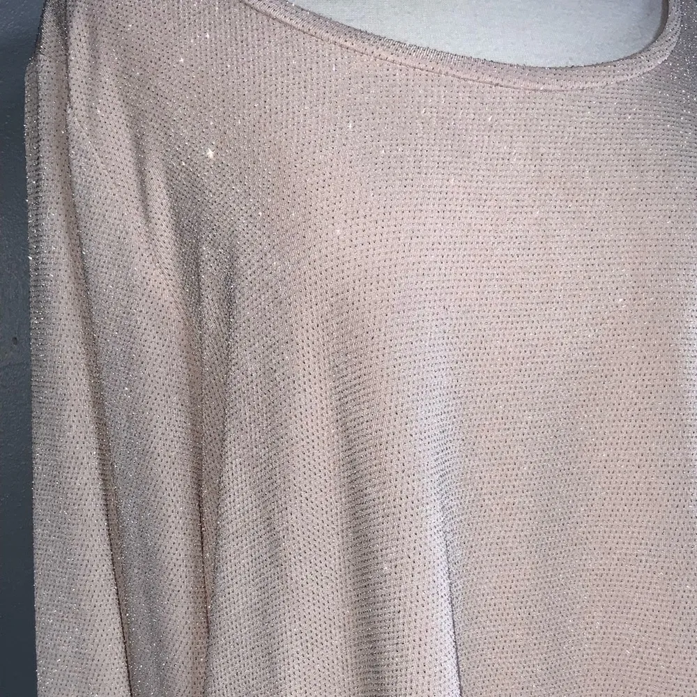 Calvin Klein Shimmer Blush Pink Long Sleeve Asymmetrical Stretch Knit Tunic 2X - Image 7