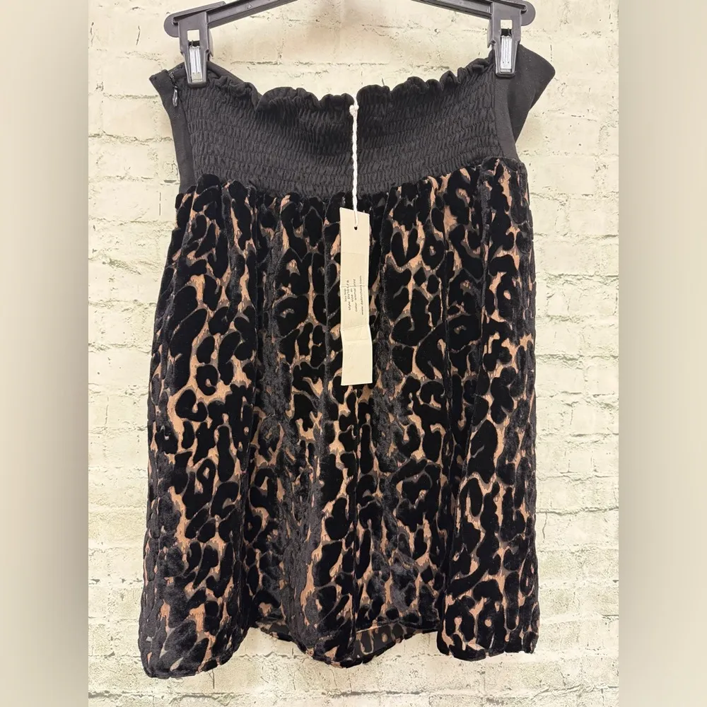 Dallin Chase Lou Leopard Print strapless top sz M nwt Black Size M - Image 2