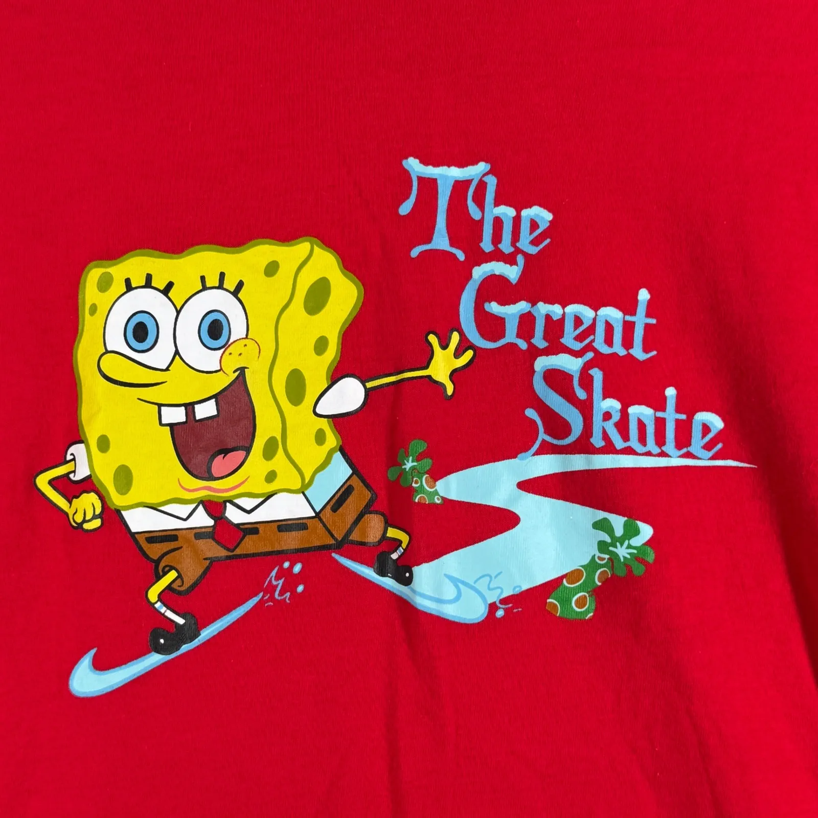 Nickelodeon SpongeBob The Great Skate Long Sleeve Shirt Red Yellow‎ Juniors XL - Image 5