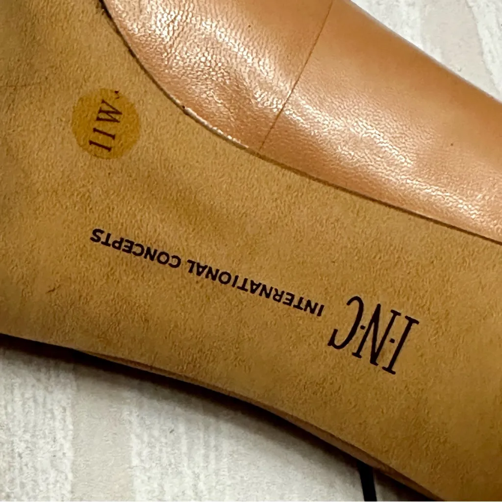 INC International Concepts Leather Tan Heels Pumps Shoes Office Style Capsule Size 11 - Image 6