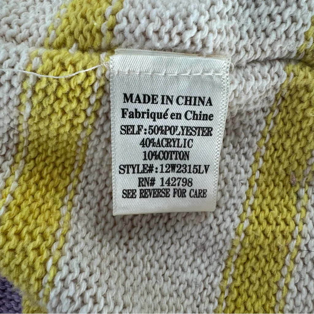 Love Riche Colorful V-Neck Knitted Boho Slouchy Cropped Striped Sweater Large - Image 8