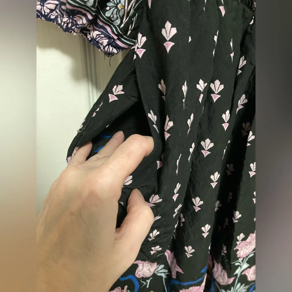 ***Anthropologie Dasha Smocked Black Floral Print Midi Dress - Image 10