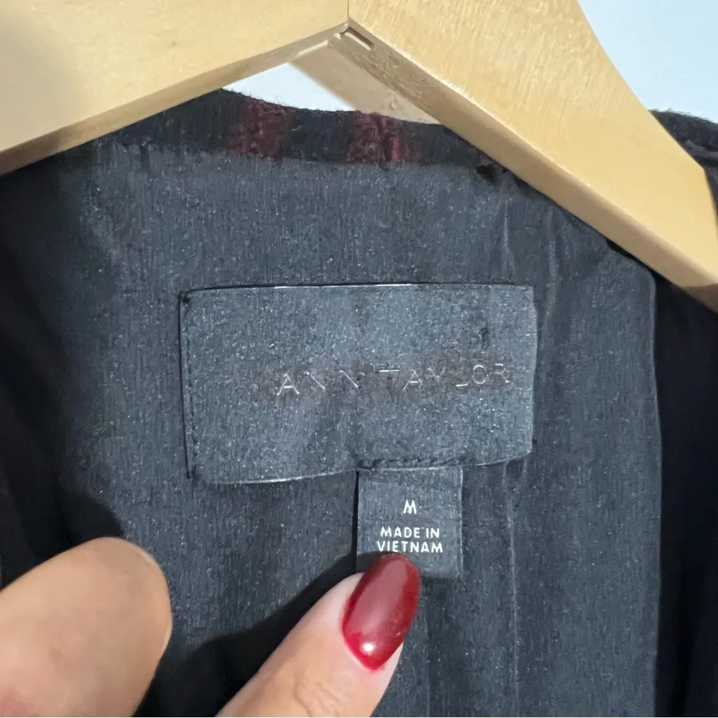 New Ann Taylor Plaid Wool Blend Shawl Collar Wrap‎ Coat Size Medium - Image 11