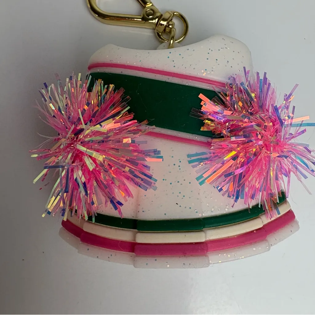 Bath and body works pocketbac holder white pink and green cheerleader with poms - Image 3