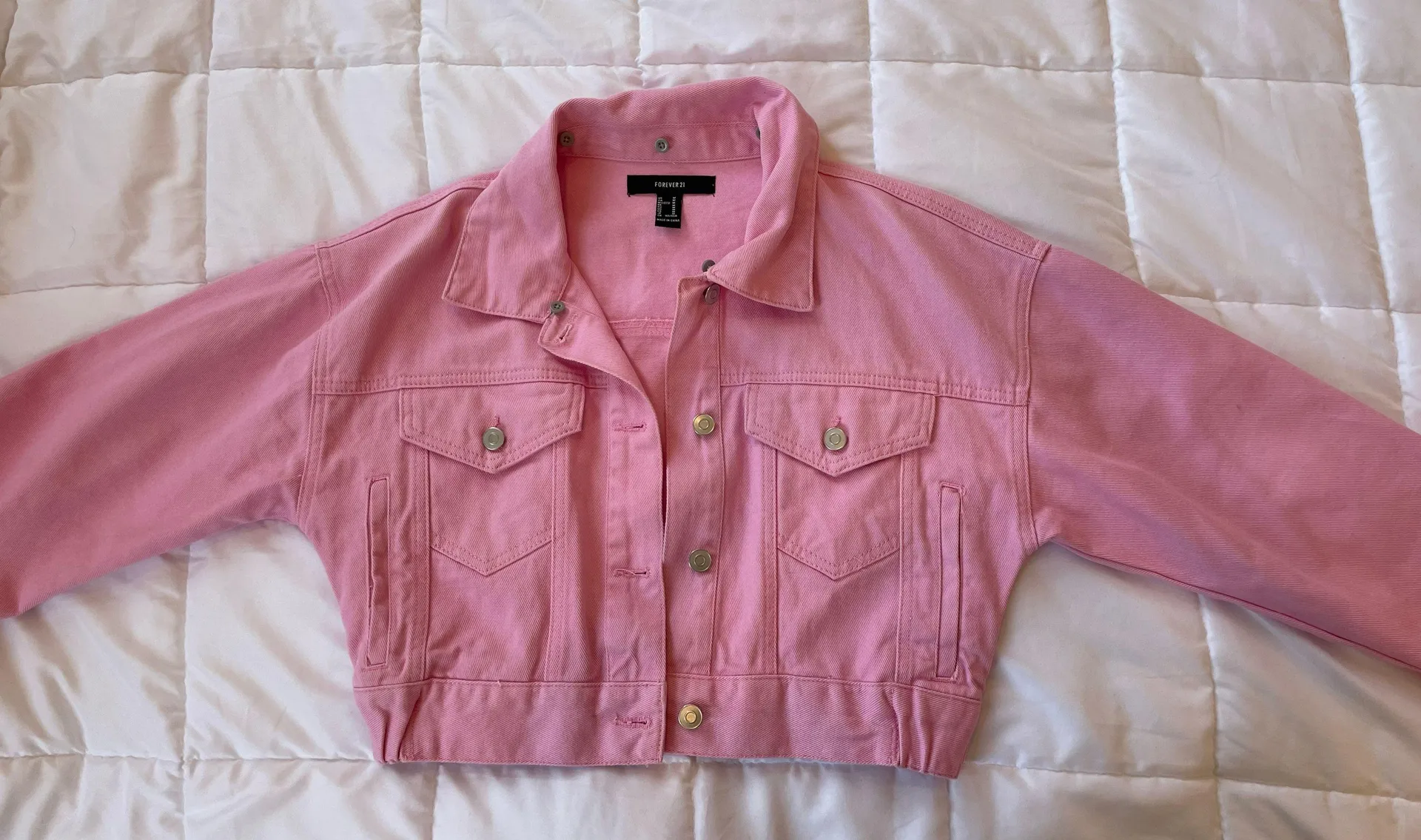 Pink Cropped Denim Jacket - Image 2