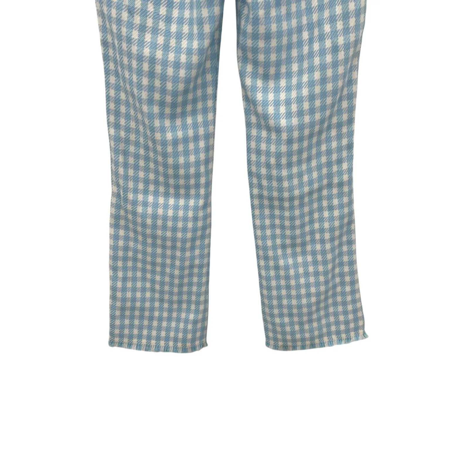 Revolve Assignment Chloe Trouser Pants Gingham Print Blue White Size Medium - Image 10