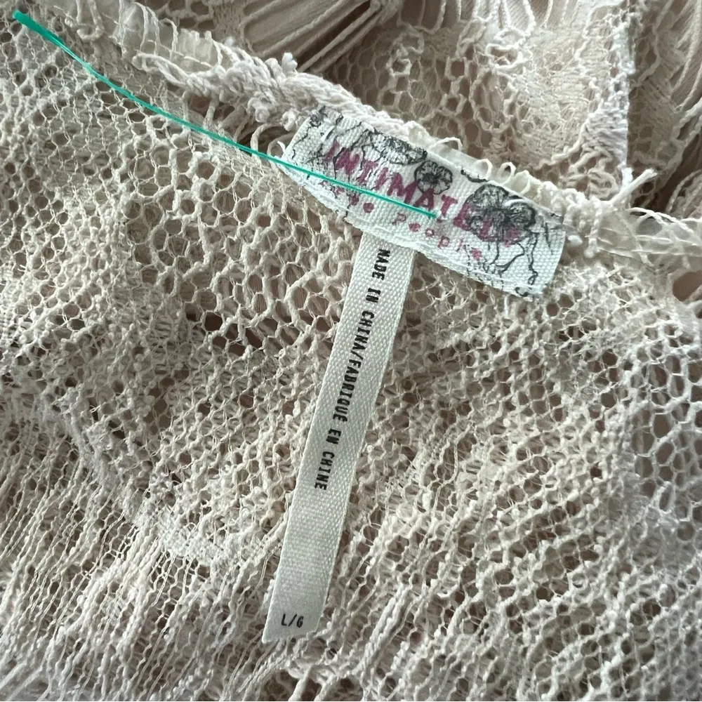 NEW Free People Lace Slip French Court Tea Cream Sheer Dress, Size L Retail $98 - Image 8