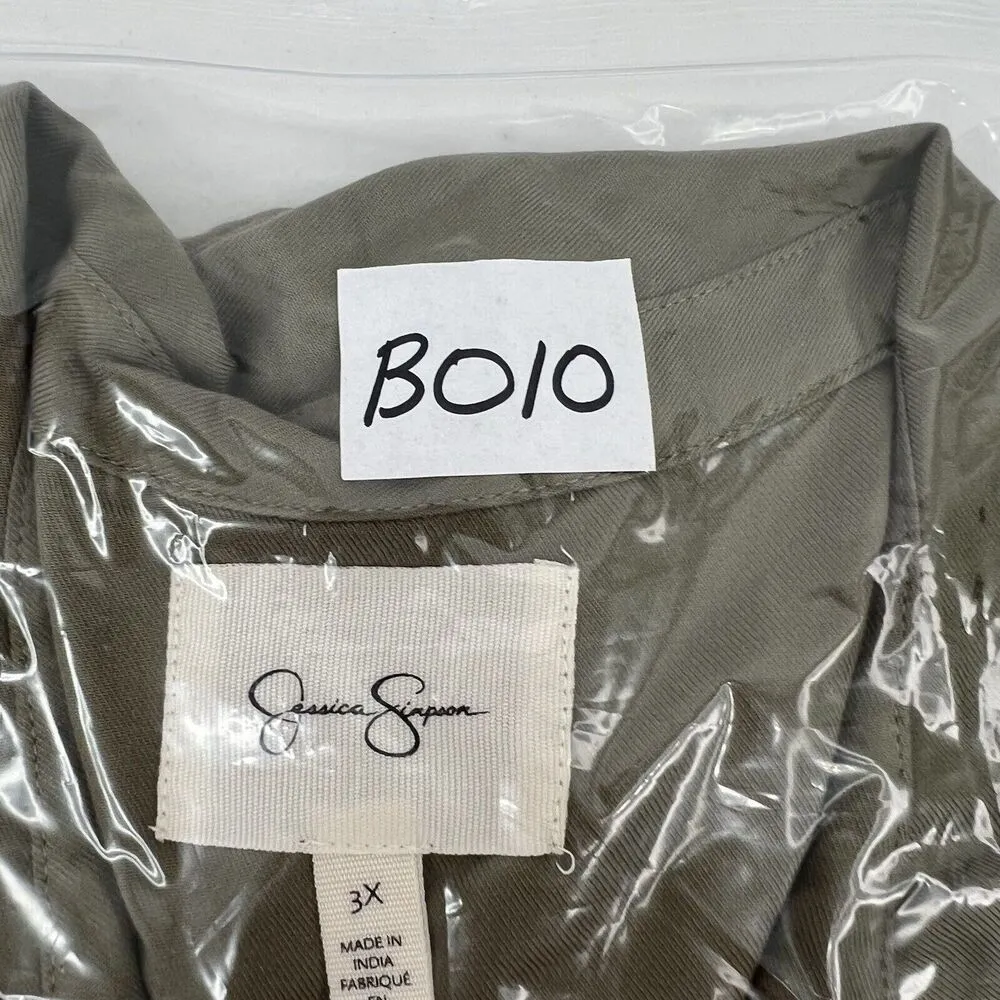 Jessica Simpson Plus 3X Shirt Green Olive Floral Embroidered Long Sleeve Tunic - Image 14