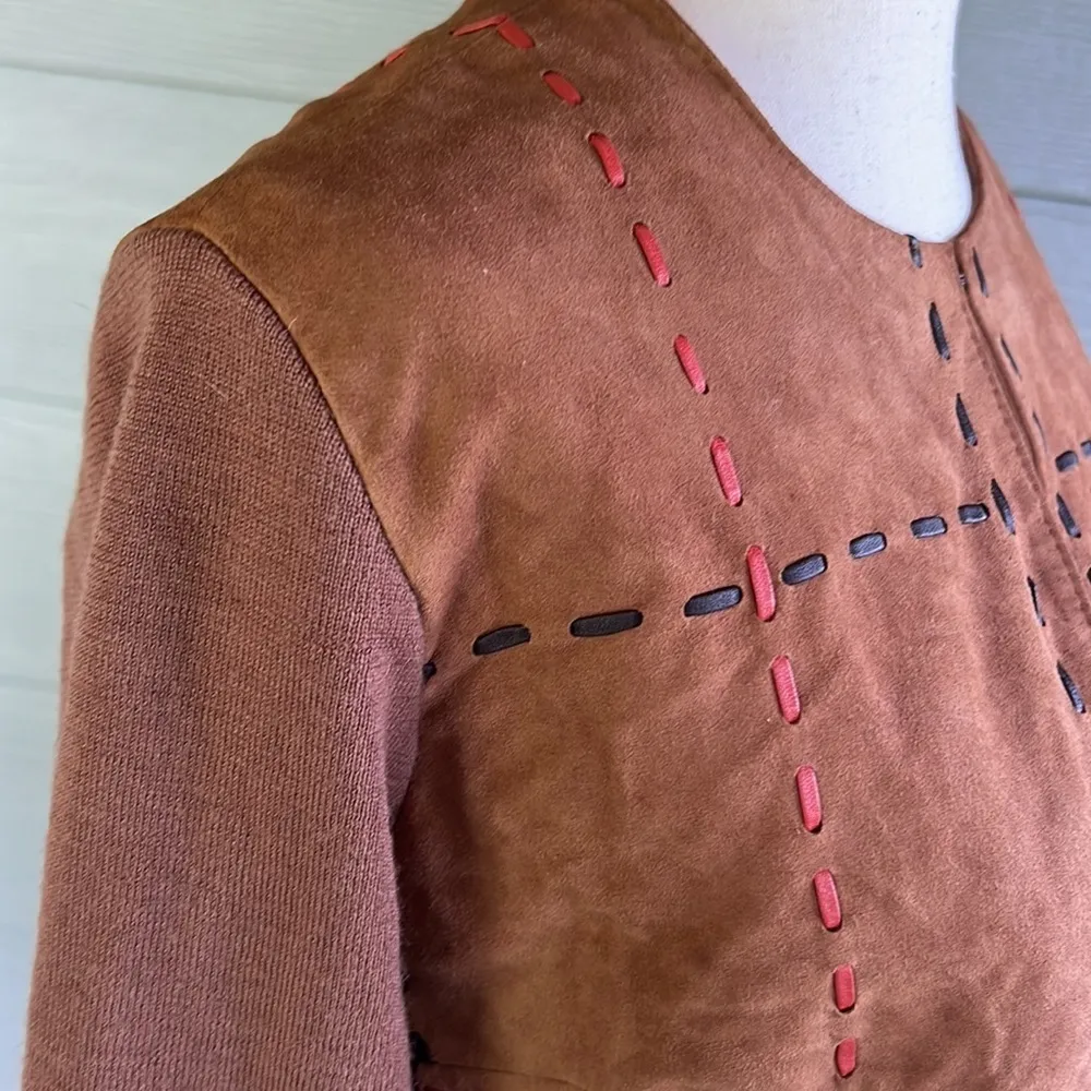 Vakko New York Goat Suede Jacket with Wool Sleeves Size M - Image 11