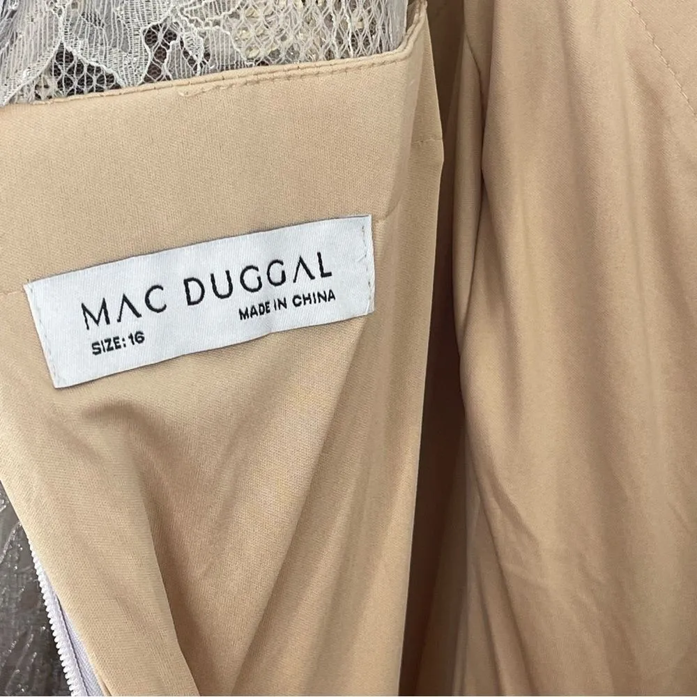 Mac Duggal 79374 Rose Applique Floral Embroidered Beaded Lace Maxi Gown, Size 16 - Image 10