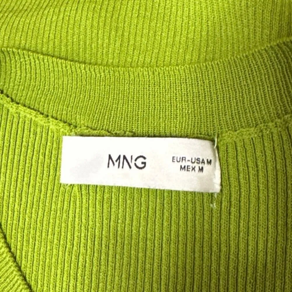 MNG Mango Women's Green Ribbed Knit Crew Neck Sleeveless Sweater Tank Top Size M - Image 3