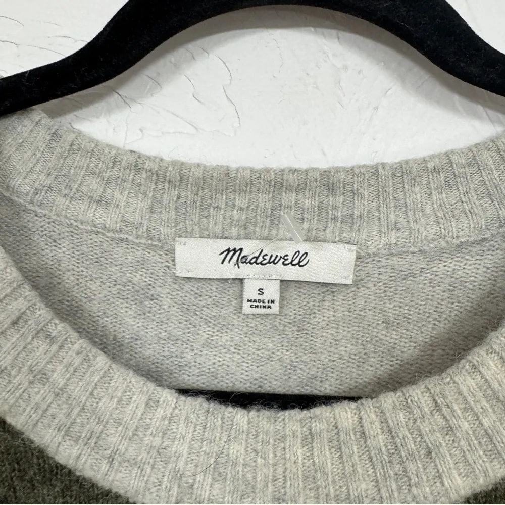 Madewell Green & Tan Merino Wool & Alpaca Blend Sweater Womens S Balloon Sleeve - Image 6