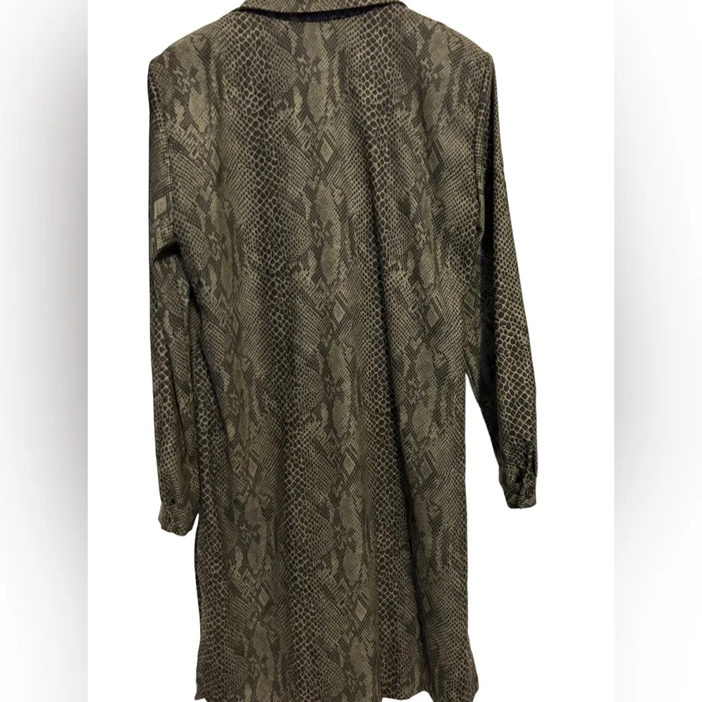 Vintage 90s Betsy Lauren Long Sleeve Midi Blazer Black Green Snake Print Sz 12 - Image 5