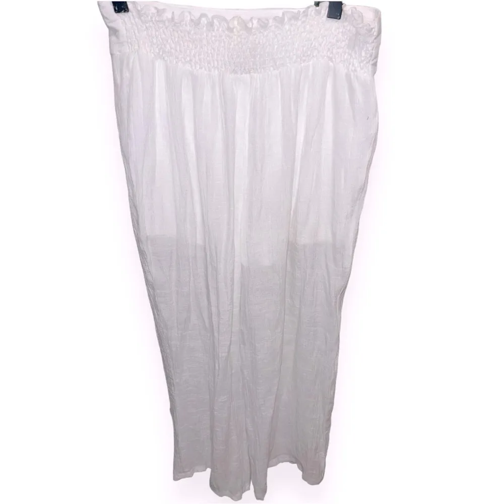 I.N San Francisco Wide Leg Pants Small White Bow Cropped Flowy Casual BOHO linen - Image 6