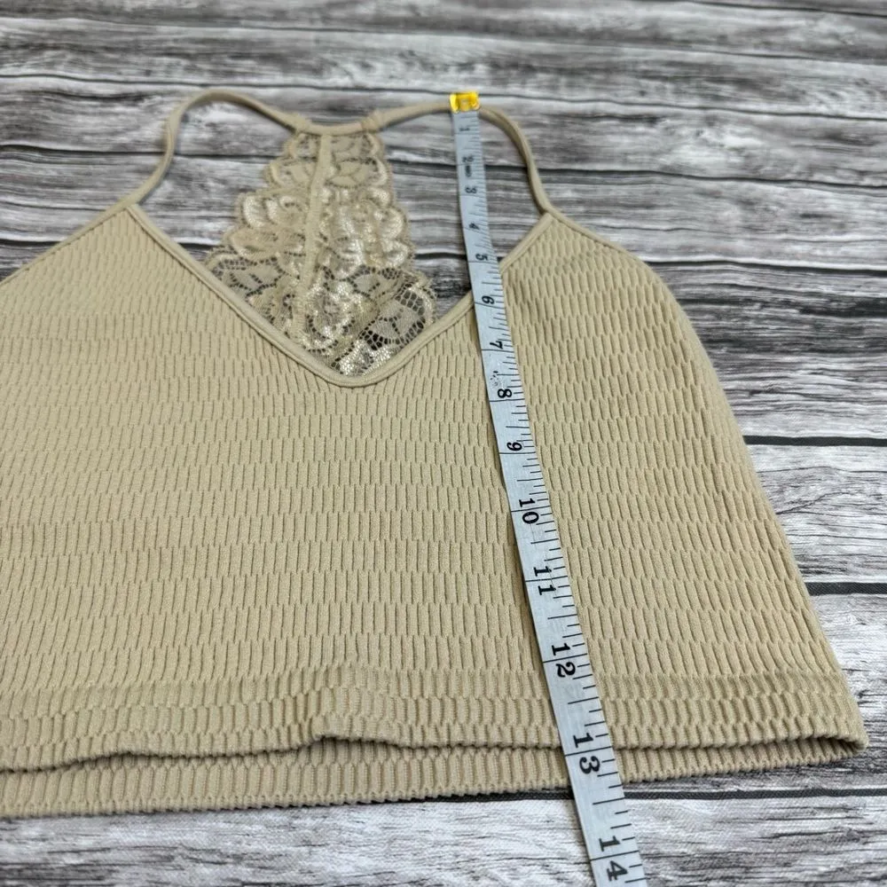 Suzette Collection Women's Pullover Bralette Lace Racerback V Neck One Size Tan - Image 8