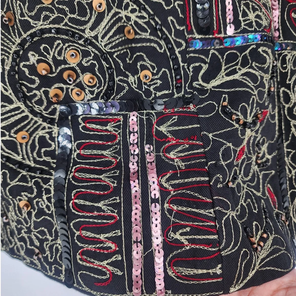 Vintage Anage Black Embroidered Patchwork Blazer Women’s Size Medium - Image 14