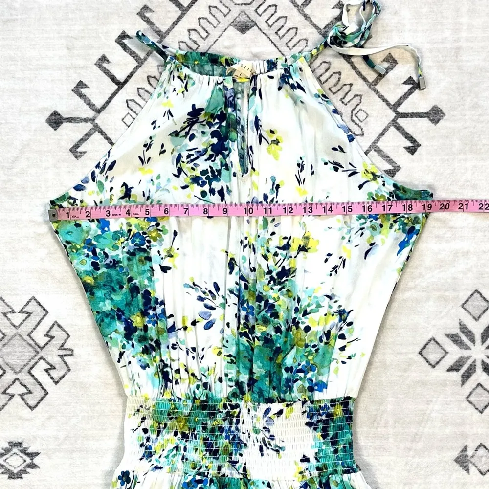 Lovestitch Halter Smocked Waist Floral Maxi Dress Large - Image 6