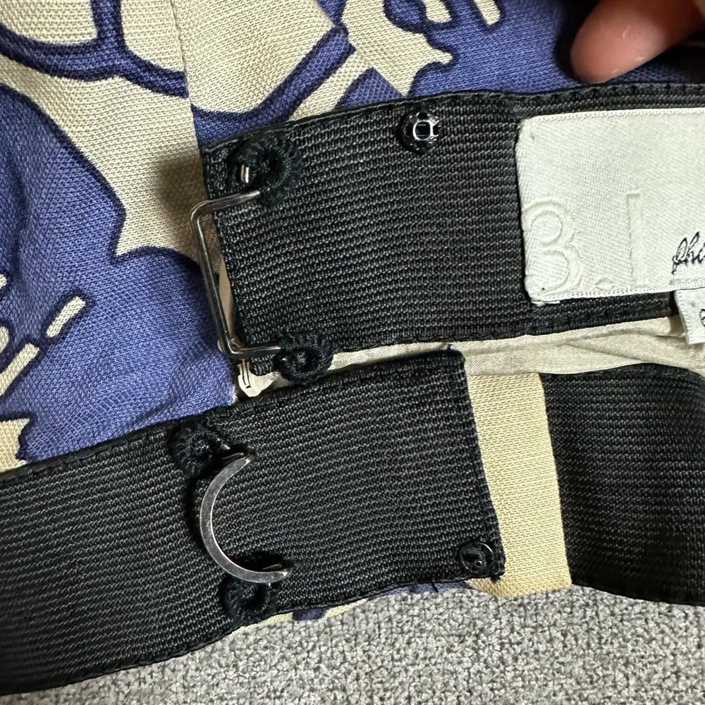 3.1 PHILLIP LIM Blue and White Floral Linen Skirt Size 6 - Image 5