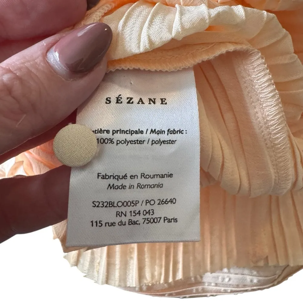 Sézane - Sibie Blouse Pink Pleated Long Sleeve Size 34 (US 2/XS) - Image 9