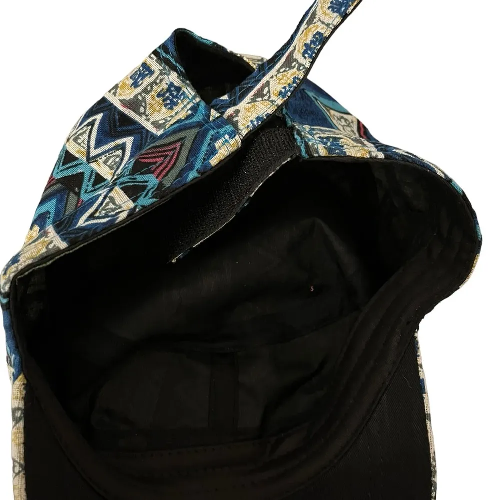 NexGen Head Wear Embellished Stones & Beads Multicolored Aztec Print Cadet Cap Blue - Image 6