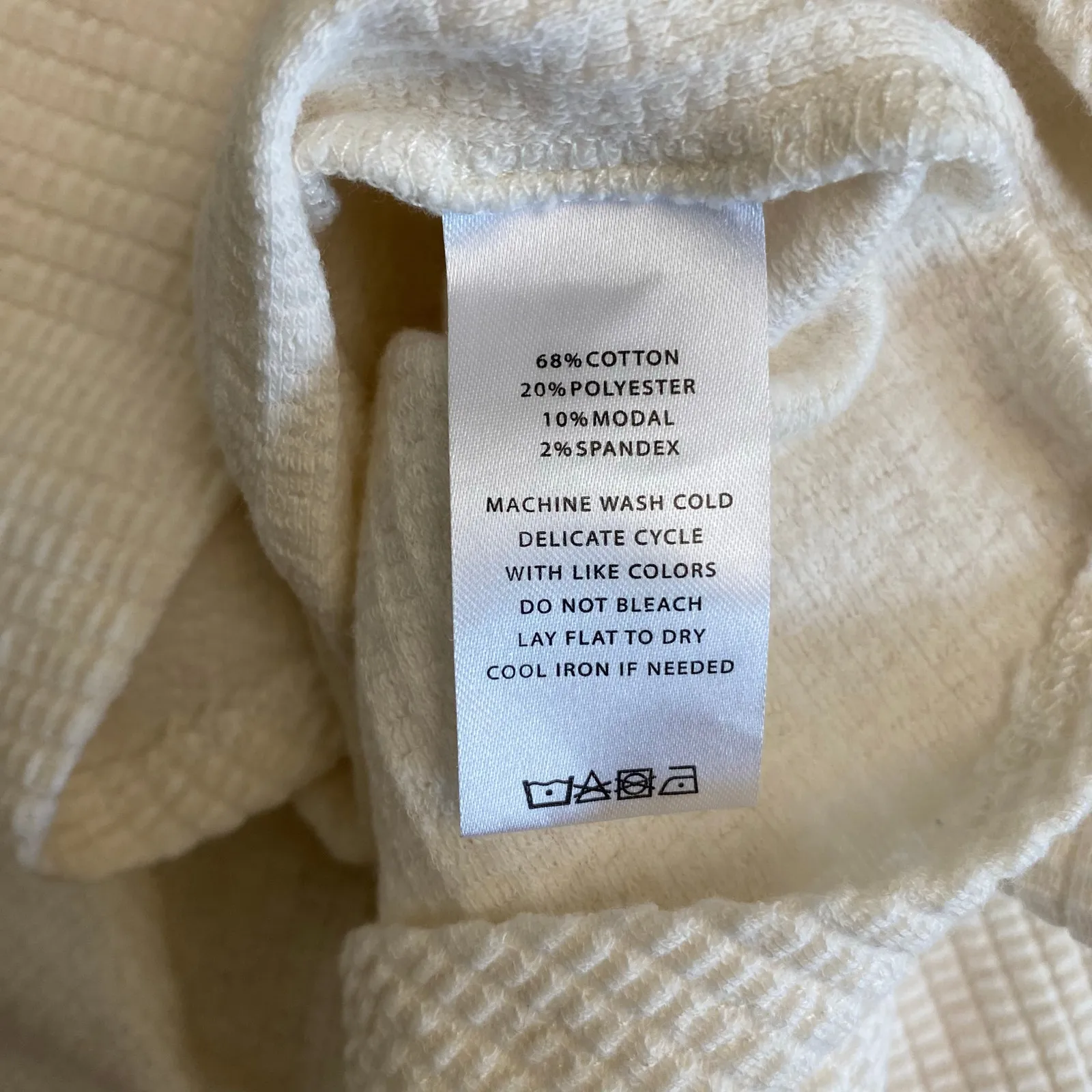 Lilla P Women’s White Waffle Knit Long Sleeve Top Kangaroo Pocket‎ Size M Size M - Image 8