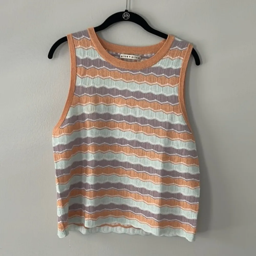 Alice & Olivia Antonella Multicolor Pastel Stripe Sweater Blouse Size La… - Image 4