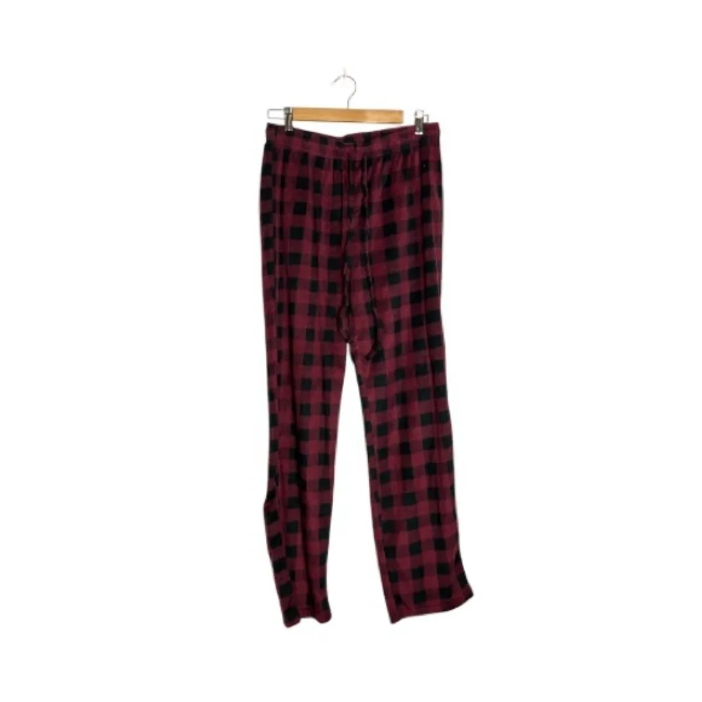 Cuddl Duds Maroon/Purple & Black Buffalo Plaid Fleece Pajama Pants - Image 3
