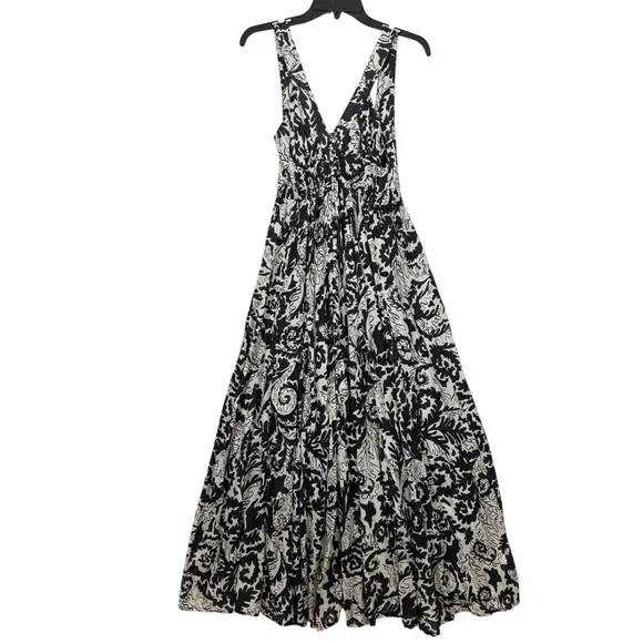 By Anthropologie black white printed long‎ midi drama dress XS - Image 2