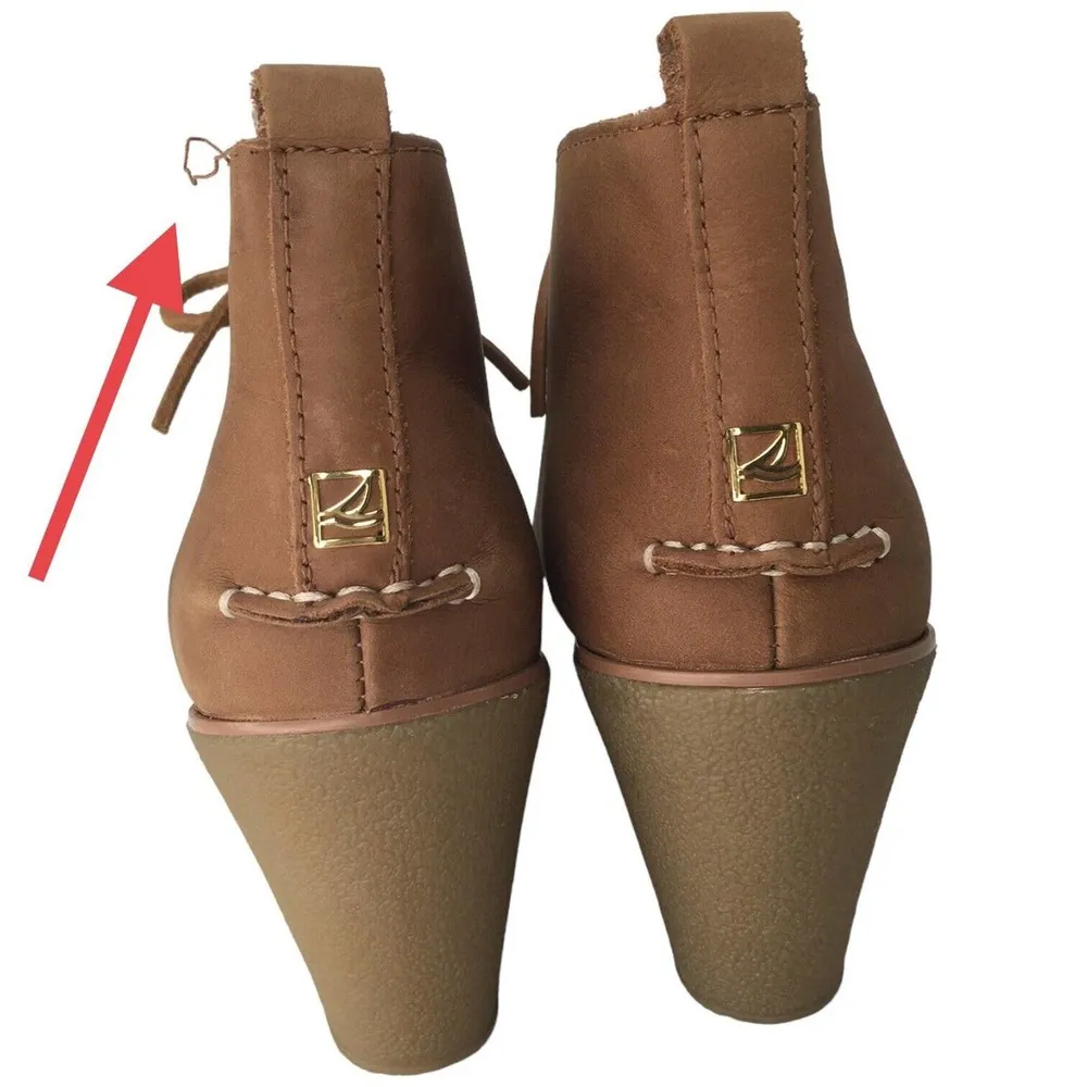 Sperry Top Sider Stella Prow Leather Ankle Booties Wedge Womens Brown 9M - Image 6