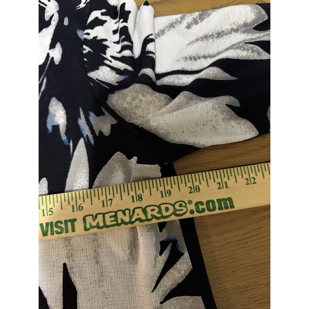 Clara Sun Woo Women Size Large Tunic‎ Top Asymmetrical Floral Stretch Artsy City Blue - Image 5