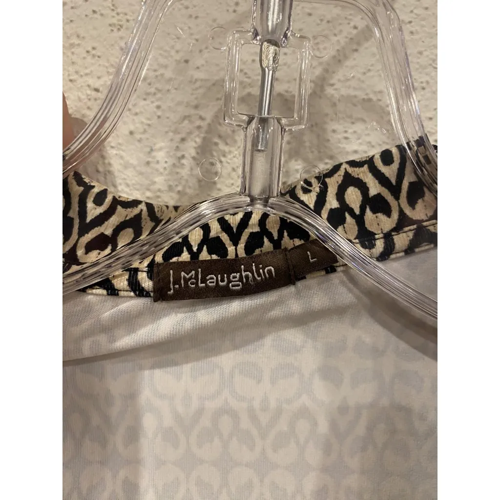 J McLaughlin Shirt Womens Large Long Sleeve V Neck Stretch Pattern Top Blouse - Image 3