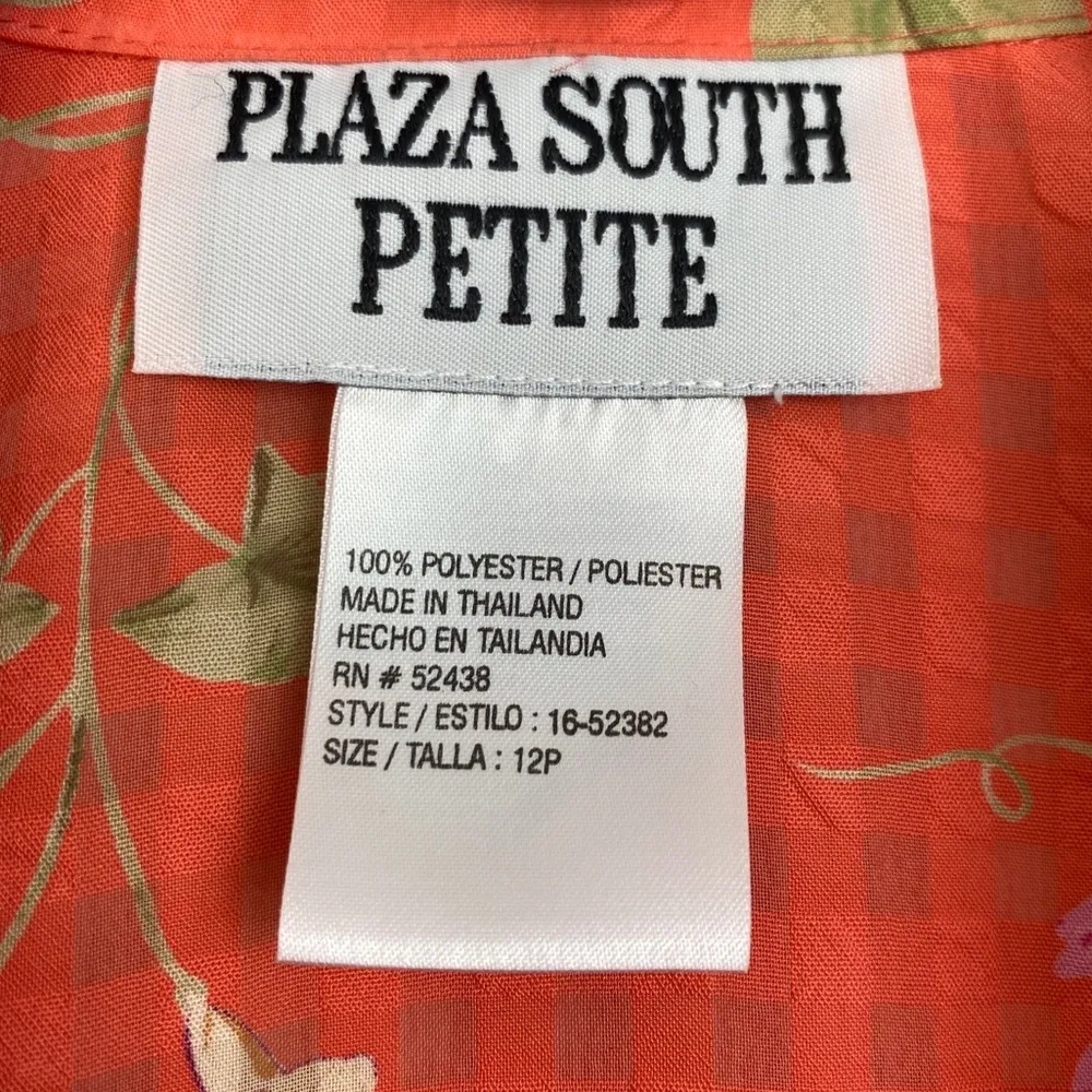 Plaza South Petite 2 Piece Gingham Orange Maxi Dress & Floral Button Up Top 12P - Image 8