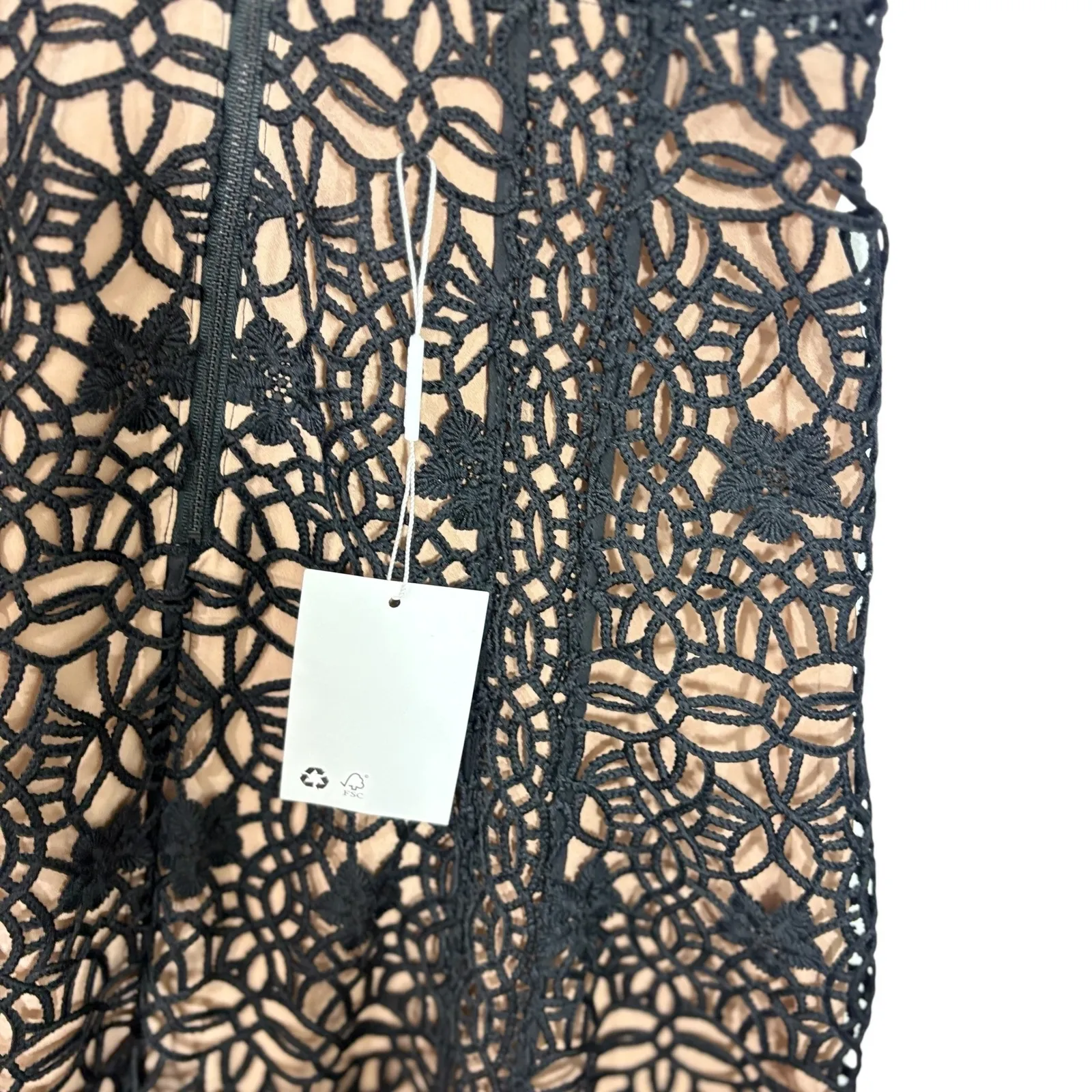 Self Portrait Black Giupure Lace Midi Dress US 6 AW22905 - Image 4