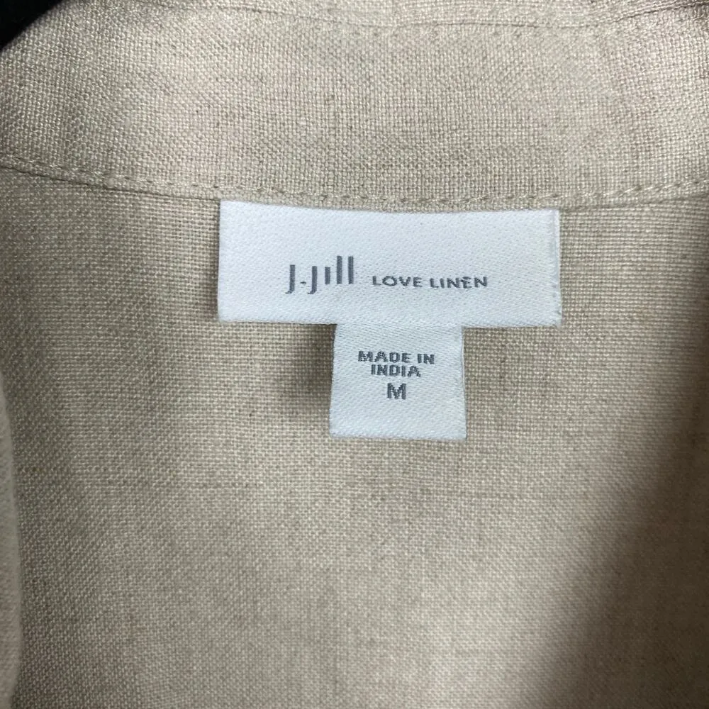 J.Jill Love Linen Button Front Longline Duster Jacket Sz.M Tan Size M - Image 9