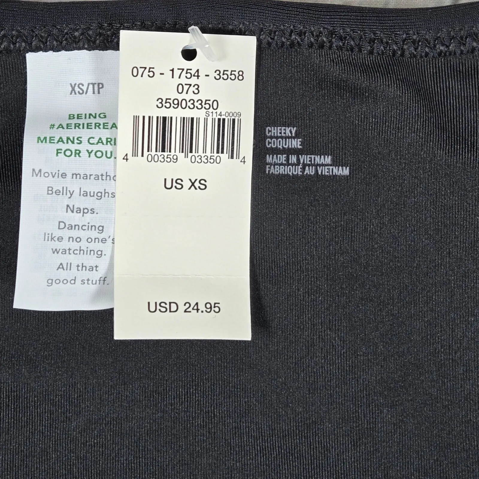 Aerie Black Cheeky Bikini Bottoms High Waisted Swimwear Size XS - Image 5