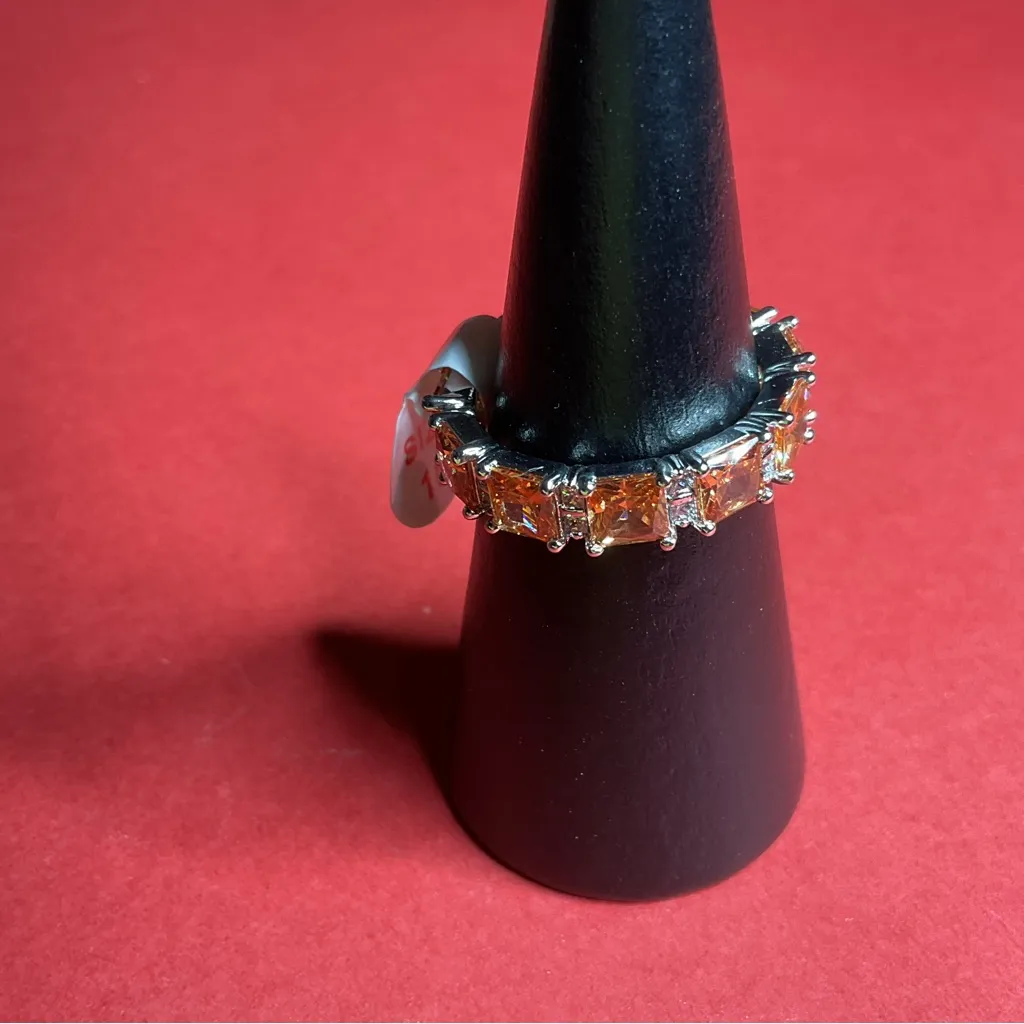 Bomb Party RBP8781 “Open My Heart” Lab Created Topaz on Rhodium Size 10 Ring NWT Silver - Image 2