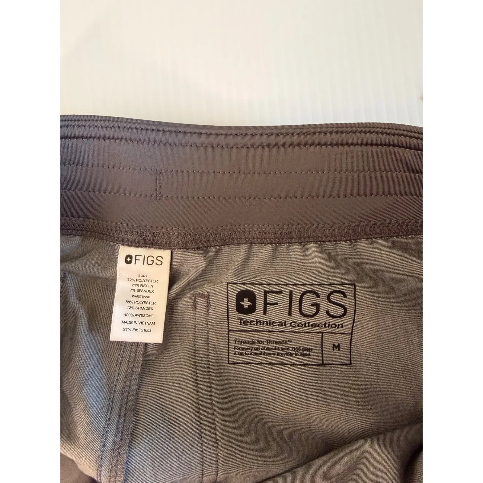 FIGS Scrub Pants Size M Medium Grey Technical Collection Drawstring Waist - Image 5