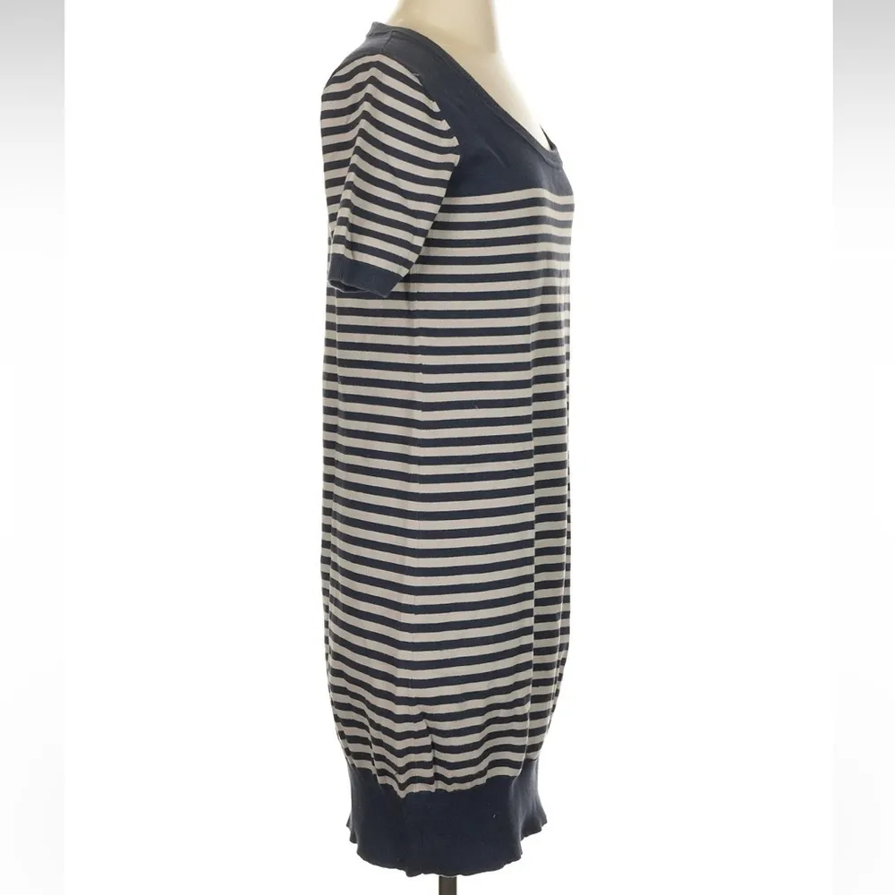 Vintage The Original Ben Sherman Navy Grey Stripe Sweater Dress Size Small S Blue - Image 2