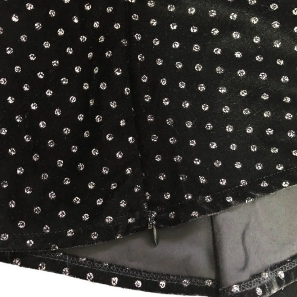 Express Velvet Deep V-neck Metallic Polka Dots Long Sleeve Peplum Top - Image 6