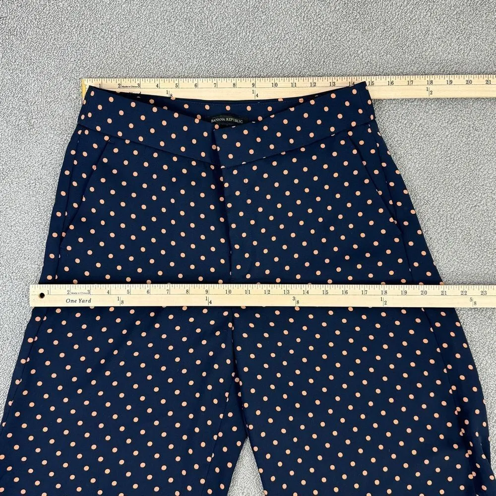 Banana Republic High Rise Wide Leg Polka Dot Pants Blue Tan Size 6 - Image 11