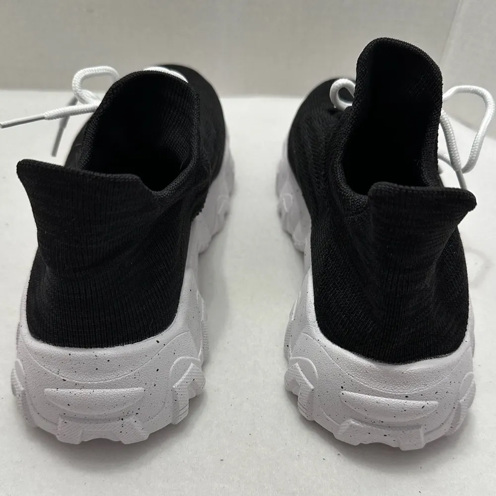 Black Mesh Breathable Casual Lightweight Sneakers w White Speckled Soles Size 9 - Image 11