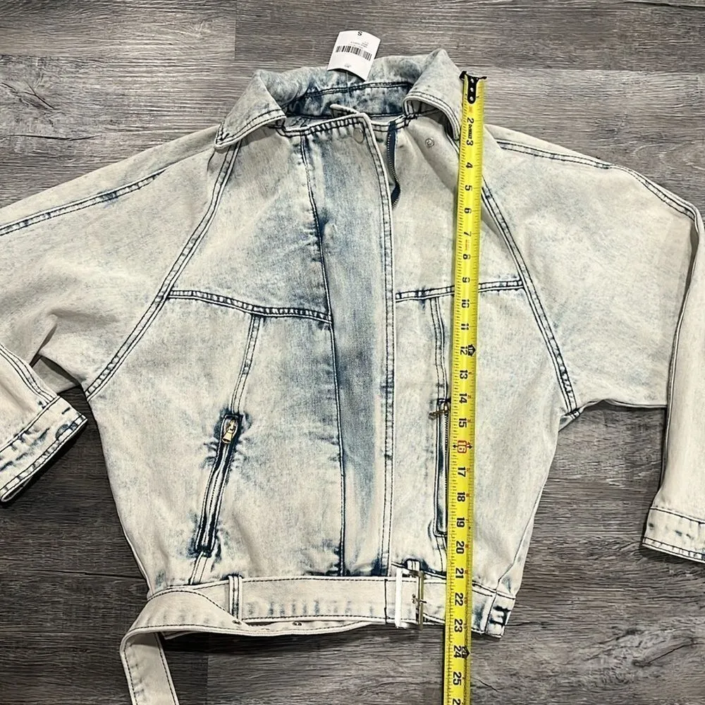 Forever 21 NWT acid wash vintage style light denim wash Jean jacket - S - Image 9