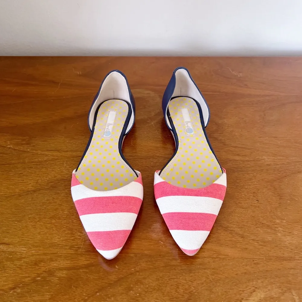 Boden • Vienne Point Flats d'orsay red white stripe canvas navy blue leather Size 6 - Image 3
