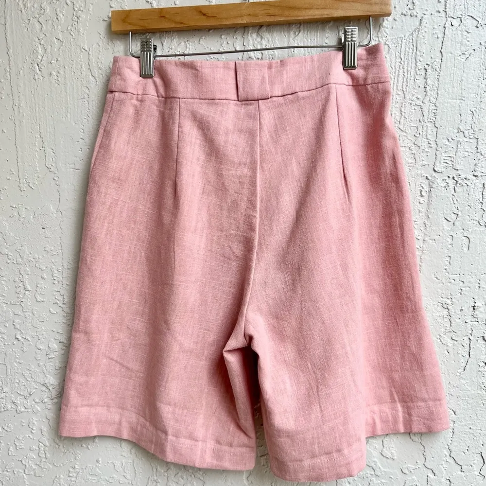 Thanne pink linen blend Bermuda pleated shots size UK 8 / US 4 - Image 3