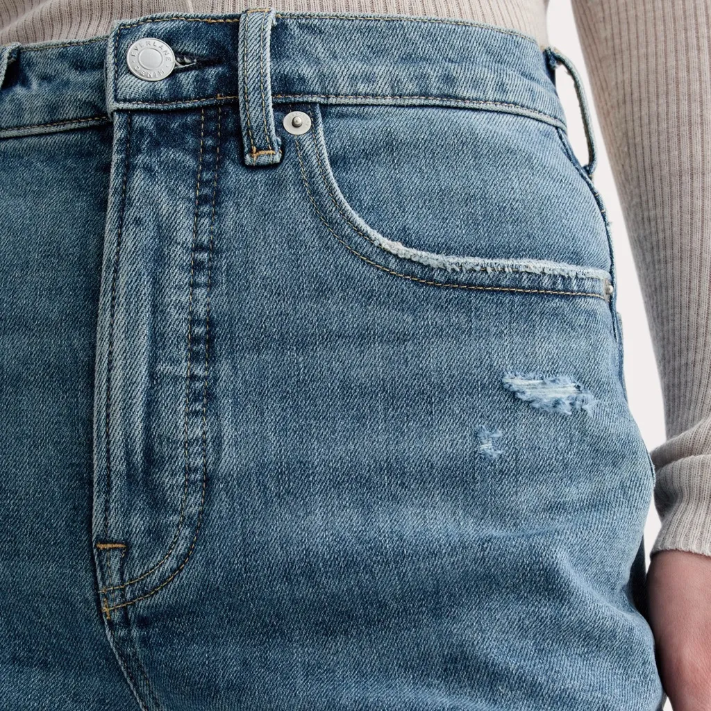 Everlane The Way High Women’s Jeans Distressed Raw Hem Straight Leg Organic 🌿 - Image 3