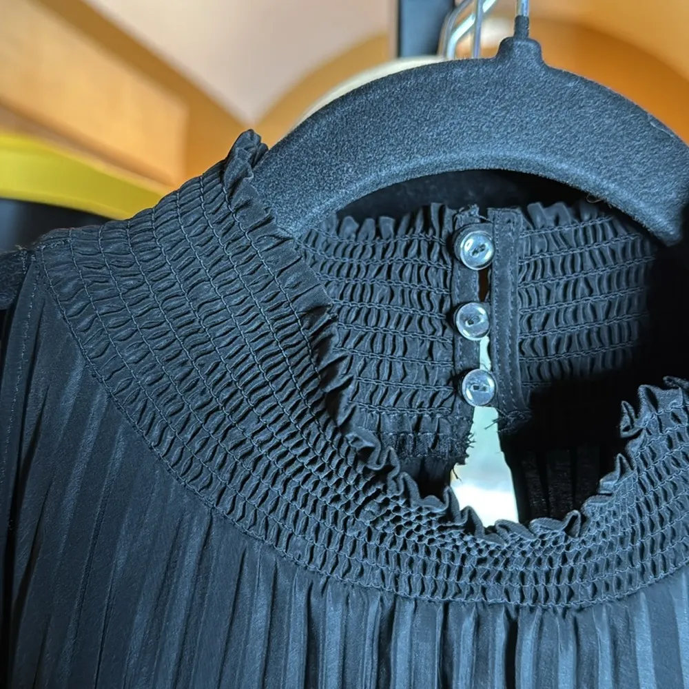 MARINA Black Pleated Midi Dress Size 8 - Image 5