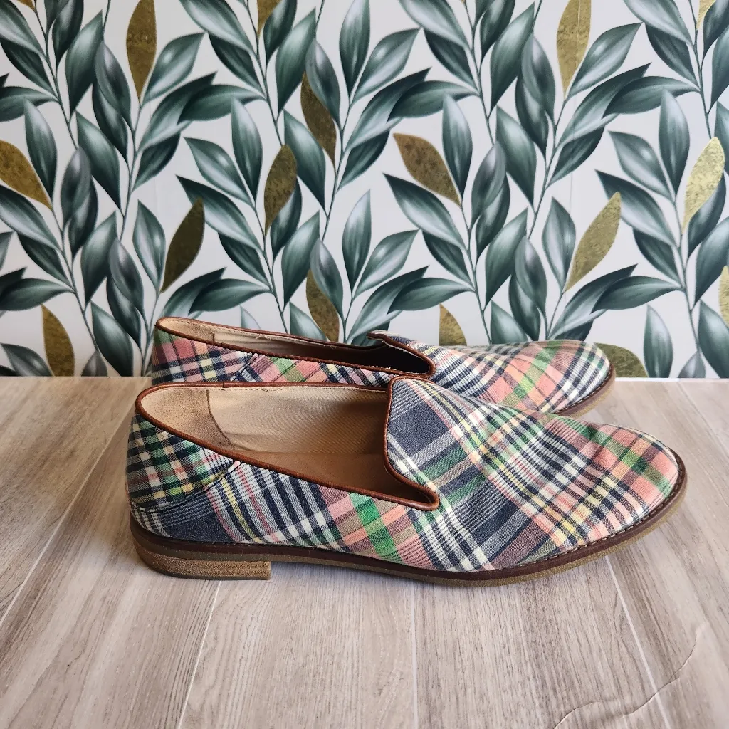 Sperry Seaport Levy 9.5 Plaid Loafers Pink Green Navy Yellow Flats ST585155 - Image 4